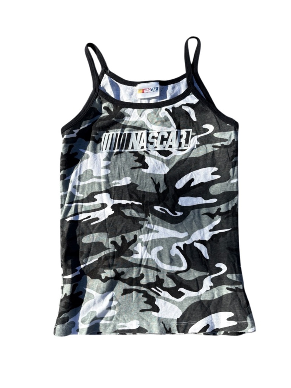 NASCAR Y2K Style Camo Tank Top Black Gray Cami S